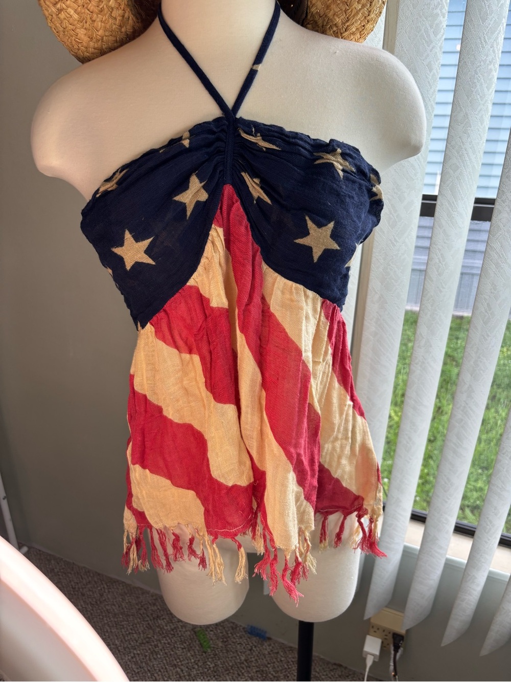 Denim & Supply Ralph Lauren Red, Cream & Navy Star-Spangled Halter Camisole